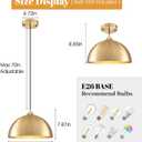 Gold Pendant Light 11.8", Industrial Dome Pendant Lights with Gold Interior, Adjustable Farmhouse Hanging Light for Kitchen Island Dining Room Bedroom Restaurant, 3 Pack
