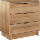 Prepac Simply Modern Nightstand Bedside Table, Natural Oak Nightstand for Bedroom, End Table with 3 Drawers 26.5" W x 26.75" H x 16" D