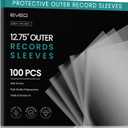 EVEO 100 Vinyl Record Sleeves Outer  Crystal Clear Outer Vinyl Sleeves LP Album Covers 12.75"x12.75" | Perfect Fit Protective 3 Mil Protection for Single & Double LPs - Archival Quality