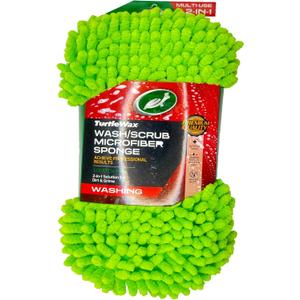 TurtIe Wax Wash Scrub Microfiber Sponge 3-in-1 Solution Achieve Professional Result (4" x 9.25" x 2") Light Green Quality Carwash Intense Shine No Water Spots