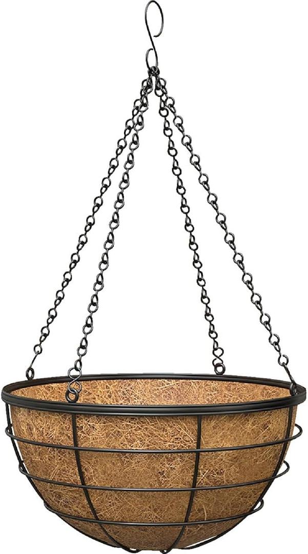 Panacea 81435 Modern Farmhouse Hanging Basket, Black, 14" Dia.