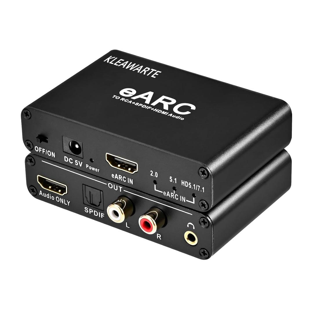 eARC Audio Extractor HDMI ARC Audio Converter eARC to HDMI Audio Optical/SPDIF RCA L/R 3.5mm Jack Digital to Analog Adapter DAC Converter