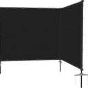 6' x 12' Privacy Fence Screen Sets with Iron Poles Ground Spikes Metal Frame Outdoor Privacy Shade Cover for Yard Backyard Patio, Black