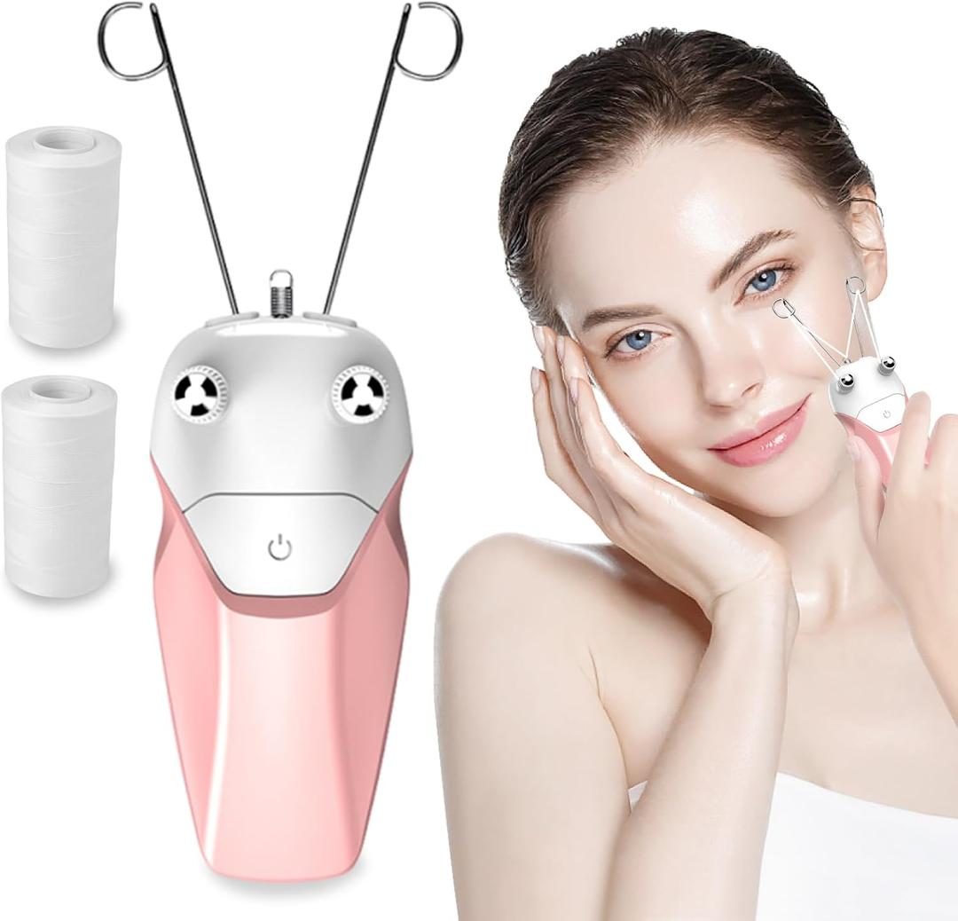 Pink Facial Threading Hair Removal Electric Women's, USB Rechargeable Electric Hair Removal Device, Faces Delicate Device Depilation for Fine Hairs on Face, Chin, Upper Lip, Arms
