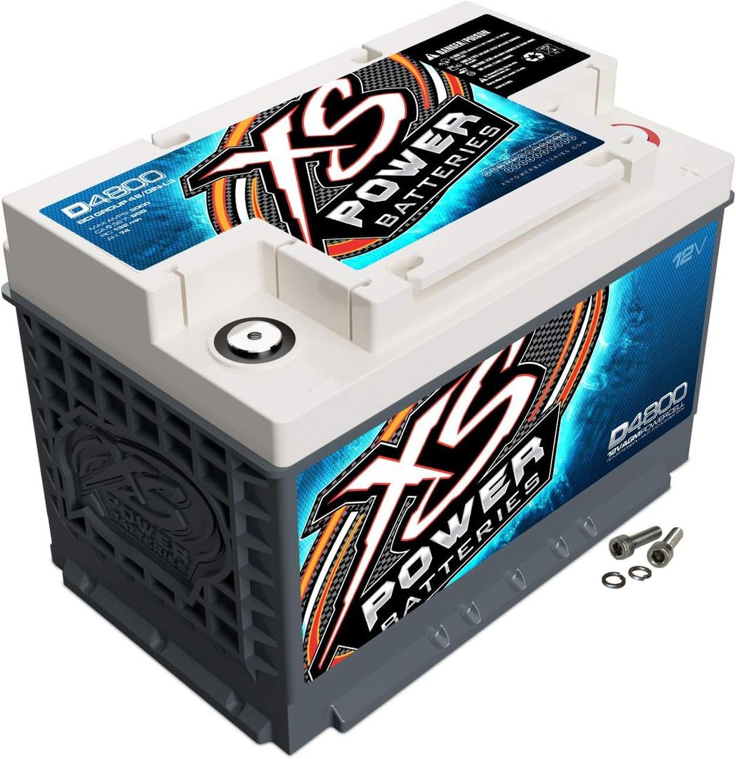 XS Power D4800 3000 Amp AGM Battery with M6 Terminal Hardware - Group 48 12 Volt 72Ah 950CA Deep Cycle AGM Powercell for Car Audio Systems and Performance Cars, One Size