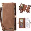 Simicoo Pixel 8 Pro Wallet case, Pixel 8 Pro Flip Leather case Card Slots Holder Zipper Purse Detachable Magnetic Cover Hand Strap Cash Pocket Pouch Wallet for Woman Man (Brown)