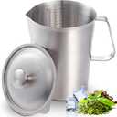 Stainless Steel Pitcher with Lid 2L, Metal 8 Cup Measuring Cup with Handle, Large Mouth Graduated Beakers 70 oz Milk Frothing Pitcher for Espresso Machine, Latte, Iced Tea, Hot & Cold Water