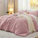Bedsure King Size Comforter Set, Pink Soft Prewashed Bedding for All Seasons, 3 Pieces GentleSoft Warm Down Alternative Bed Set, 1 Lightweight Comforter (104"x90") and 2 Pillowcases (20"x36") (08 - Pink)