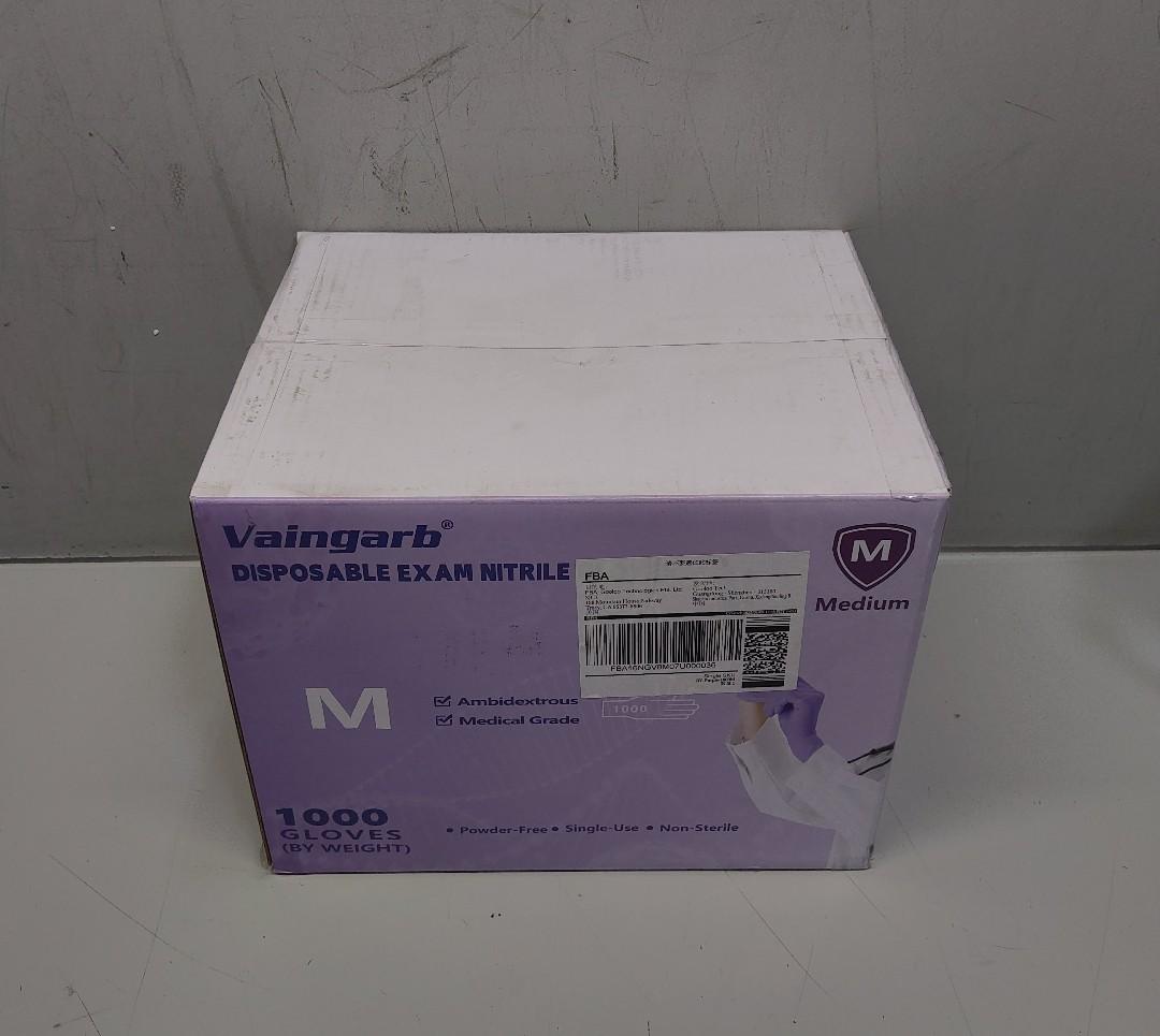 Vaingarb Nitrile Exam Gloves 1000 Count Medium Purple Disposable Medical Gloves Latex Free Case of Powder Free Examination Glove