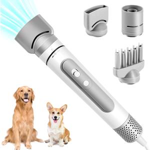 Lightweight Portable Dog Dryer for Small Medium Large Dogs Grooming Hair Dryer with Low Noise High-Speed Brushless Motor Pet Water Blower with 3 Nozzles for Household Travel Camping