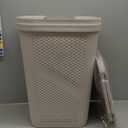 Mind Reader 60L Slim Laundry Hamper, Clothes Basket, Lid, Ventilated, Plastic, Set of 2, Ivory