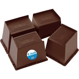 Bed Risers 2 inch, 3 inch, 4 inch, 5 inch, 6 inch Heavy Duty, Oversized Furniture Riser for Couch Sofa Table Desk Chair Recliner Leg Frame Dorm, Support up to 6000 Lbs (Dark Brown 4 Pack, 6 inch)