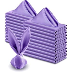 VACVELT 50 Pack Light Purple Satin Napkins 17x17 Inch Wedding Napkins Bulk, Decorative Elegant Dinner Napkins Square Table Napkins Decor, Silky Satin Cloth Napkins for Banquet Graduation Party