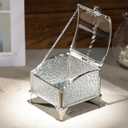 Glass Vintage Jewelry Box Keepsake storage Trinket Ring Display Box Home Decor Baked Curved Clear Glass Box Organizer(3.8x3.8x3Inches) (Antique silver)
