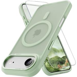 PinLiSheng Magnetic for iPhone Air Case [Metal Camera Frame&Buttons] [Mil-Grade Drop Protection] Shockproof Slim Translucent Matte Protective Phone Case, Matcha Green
