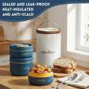 Dandat 3 Pcs Portable Insulated Lunch Container Set for Adult, Stackable Stainless Steel Bento Box for Hot Food with Insulated Lunch Bag Unisex 3 Separate Thermal Food Container (Blue)
