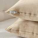 MIULEE Beige Decorative Velvet Throw Pillow Covers Soft Pillow Covers Soild Square Cushion Case for Sofa Bedroom 20x20 Inch 50x50 cm