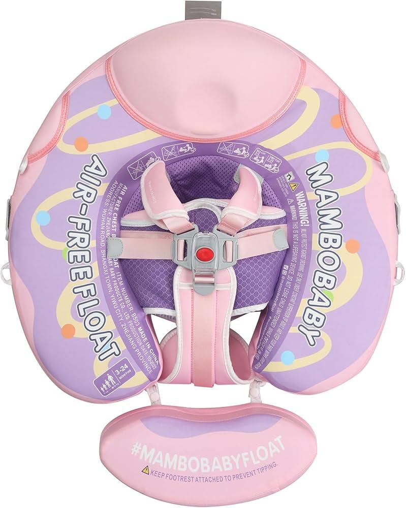 Mambobaby Float with Canopy Size Improved Non Inflatable Infant Pool Float Smart Mambo Float Swim Trainer Add Tail Swim Float Mambo Baby Float Solid Air Free Water Waist Swimming Ring