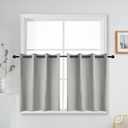 YGO 36 inch Tier Curtains for Kitchen-Thermal Insulated Blackout Grommet Top Window Tiers for Cafe (Light Grey, 2 Panels, 52 W by 36 L)