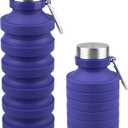 Nefeeko Collapsible Water Bottle, Reuseable BPA Free Silicone Foldable Water Bottles for Travel Gym Camping Hiking, Portable Leak Proof Sports Water Bottle with Carabiner