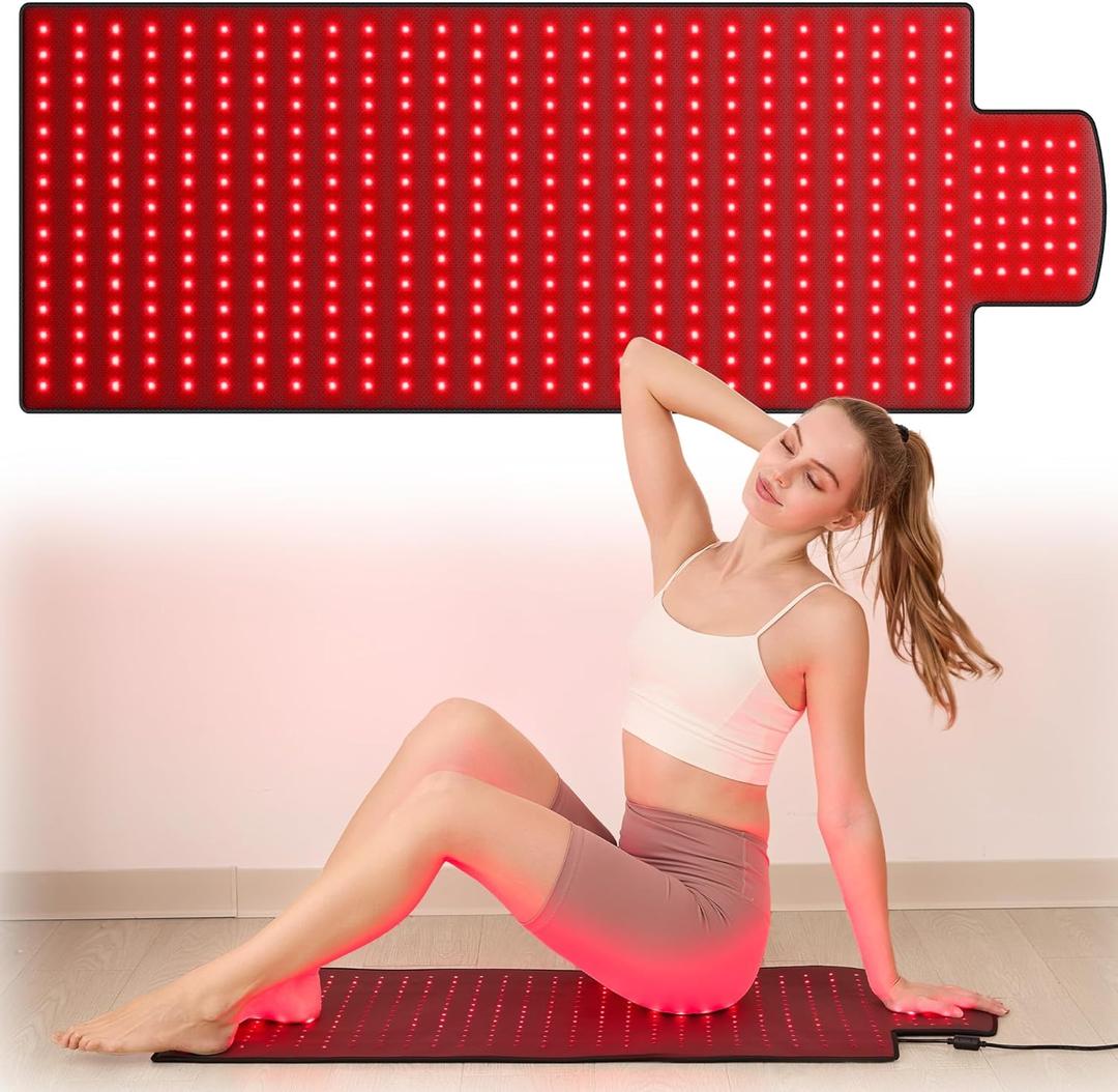 Extra Large Red Light Therapy Mat, High-Density LEDs Full Body Red Light Therapy, 660nm & 850nm Dual Wavelengths, Foldable Red Light Therapy Blanket with Timer, 40" x 16.5"