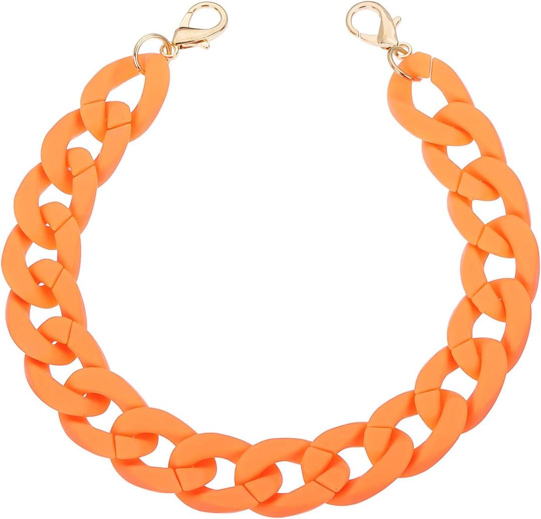 PATIKIL Acrylic Purse Chain, 15 Inch Acrylic Chain Linking Rings Handbag Strap Quick Link C-Clips Hooks Connectors for Jewelry Making DIY Craft Purse Eyeglass, Matte Orange