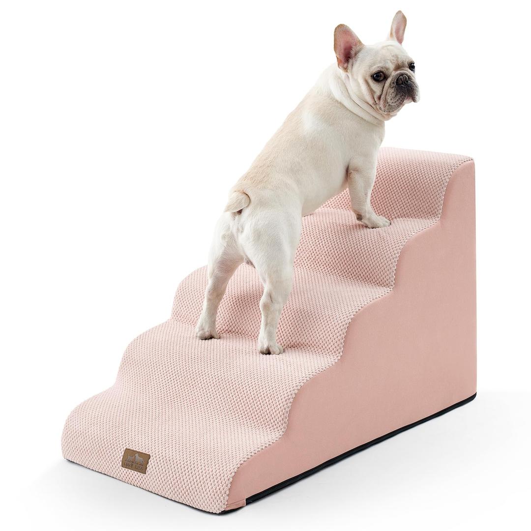 COZY KISS Extra Wide Dog Stair for Small Dog, 5 Step Pet Ramp for Bed