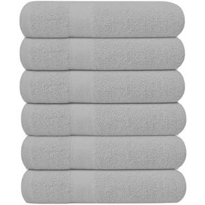 KAHAF COLLECTION Pack of 6 Bath Towels 27 x 54 Inches, 100% Cotton, Larger & Lighter Weight, Quicker to Dry, Super Soft and Absorbent, Perfect for Bathroom (Light Grey, Pack of 6 (27''x54''))