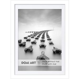 DOAI ART 24x36 Poster Frame White without Mat for Displaying 20x30 Pictures with Mat - Polished Plexiglass for Wall Vertically or Horizontally Display - Wall Mounting Hardware Included, 24x36-1 Pack