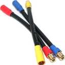 3-Pack 6.5mm Bullet Connector Extension Leads Male to Female, 10AWG RC Motor/ESC Power Wires, 4.8in (0.1) High Temp 200C Silicone Cable, Gold-Plated Copper