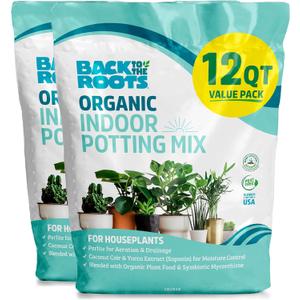 Back to the Roots 100% Organic Indoor Potting Mix (Value 12 Quart) | Promotes Healthy Houseplant Growth| Made in The USA