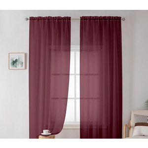 Simplebrand Plum Purple Sheer Curtains 72 Inches Long 2 Panels for Living Room, Rod Pockets Airy Window Treatments Voile Sheer Curtains Panels Lightweight for Front Back Patio Glass Door, 42" Width