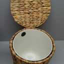 4 Gallon Wicker Trash Can,Small Bathroom Trash Can with Lid,Natural
