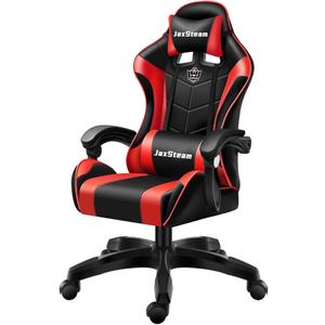 Gaming Chair Office Chair High Back Computer Leather Desk Chair Racing with Swivel with Headrest and Lumbar (Red, 1)