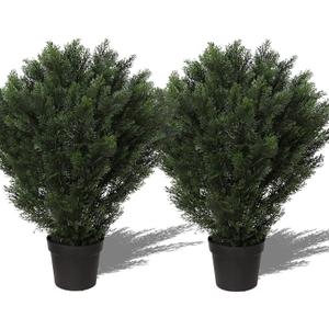 Set of 2 Large Supersize Tree - 42Inch/3.5 Foot Outdoor,Indoor Artificial Boxwood Plant Topiary Garden Torch Shaped Topiary Artificial Topiaries Bushes Potted Fake Plants Company Home Office Decor