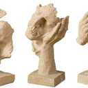 3 Pcs Statue Face Character Art Crafts Resin Desktop Ornaments Sculpture Figurines(Sandstone)