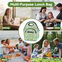 Neoprene Lunch Bag, Reusable Insulated Tote (9 Qt), Easy to Clean Inside & Out for Lasting Freshness, Odor-Free for Men & Women 13.4 * 13.4 In (Medium, Green Flowers)