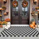 Seavish Checkered Rug, 3x5 Ft Black and White Outdoor Rug Cotton Woven Washable Moroccan Checkerboard Rugs Reversible Layered Floor Mat for Front Door Bedroom Entryway Porch Patio Dorm