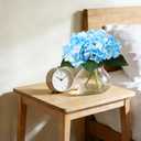 Artificial Hydrangea Flowers with Glass Vase & Fake Water - Faux Hydrangea for Home Table, Wedding Party, Office Decor | Realistic Fake Hydrangeas, Silk Flowers for Vase Arrangement(Hydrangea, blue)