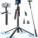 Eocean 71" Tall Selfie Stick Tripod Quadripod with Remote & with 360° Ballhead, Aluminum Alloy Extendable Cell Phone Tripod Stand, Travel Tripod Phone Holder Compatible with iPhone/ Android/ GoPro