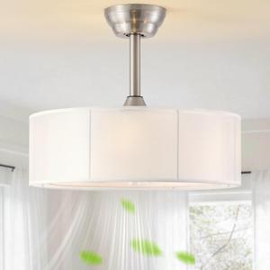 20" Caged Fandelier Ceiling Fans with Lights, Silver Boho Chandelier Ceiling Fan with Light Remote Control with 6 Speeds for Bedroom, Living Room, Nursery