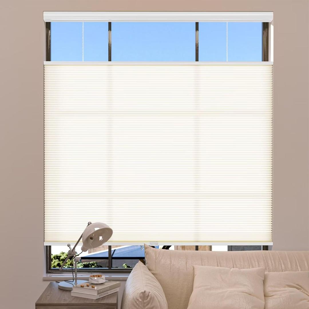 MYshade Top Down Bottom Up Shades Light Filtering Shade Cordless Blinds for Indoor Windows Honeycomb Cellular Sheer Window Blinds & Shades Easy to Install 33" W X 72" H (Beige)