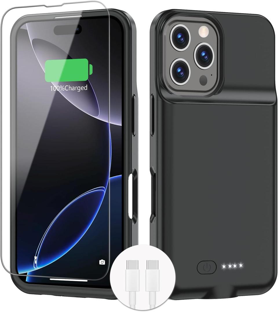 BOPPS Battery Case for iPhone 16 Pro Max 2026-Newest Ultra-Slim 8500mAh Portable Portable Protective Charger Case Support Carplay Compatible with iPhone 16 Pro Max Charging case,Black