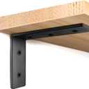 4 Pack Heavy Duty Floating Shelf Brackets, Black Metal L Wall Brackets, DIY Industrial Shelf Brackets - L10 x H 6" x W 1.6" ( 1/5 Inch Thicked )