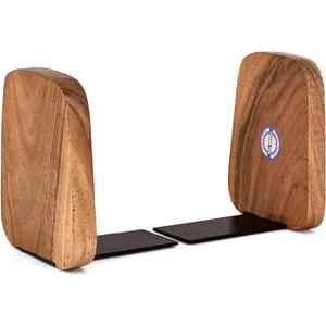 Office- Book End Acacia Wood for Office Desk Support for Books and Movies Heavy Duty Book Stand (4" X 4" X 5"), (Set of 2)
