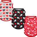 3-Pack Dog Shirt Love Heart Dog Shirts Valentines Day Dog Sleeveless Clothes Outfit Pet Valentines Tank Tops Vests with Heart Cupid's Arrow Patterns for Small Medium Dogs XXL