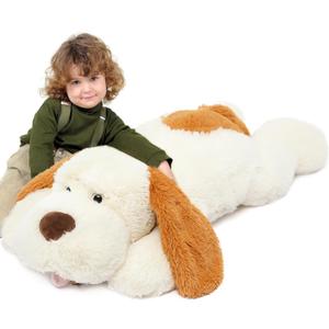 MorisMos Giant Dog Stuffed Animals, 31inch Large Dog Plush Big Puppy Pillow Toy for Kids, Girls, Boys, White (White and Brown)