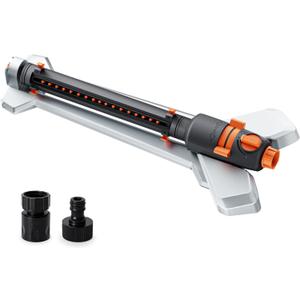 Diivoo Turbo Oscillating Water Sprinkler 17 Nozzles Up to 3800 Sq. Ft, Heavy Duty Metal Base & Built-in Filter, Adjustable Width/Range/Flow Rate, Quick-Connect Hose for Lawn, Garden Yard Grass
