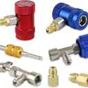 Lichamp Car A/C R1234YF Adapter with Self Sealing Can Tap, AC R1234 Quick Couplers Connectors Kit