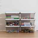Citylife 1.32 QT 10 Pack Small Storage Bins Plastic Storage Container Stackable Box with Lids for Organizing, Clear Grey.